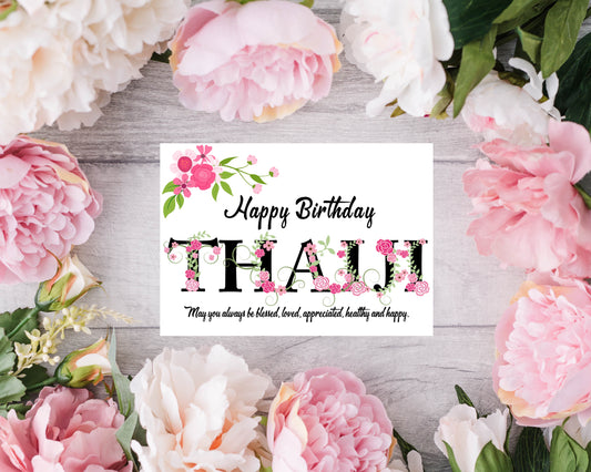 Personalised Floral Birthday Card - Thai Ji