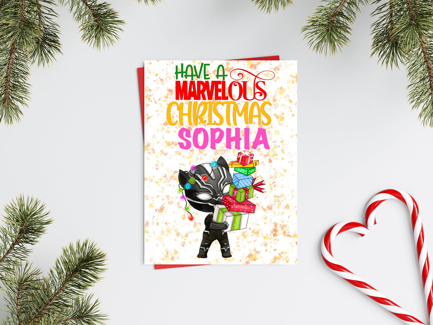 Personalised Superhero Christmas Card - Black Panther Inspired