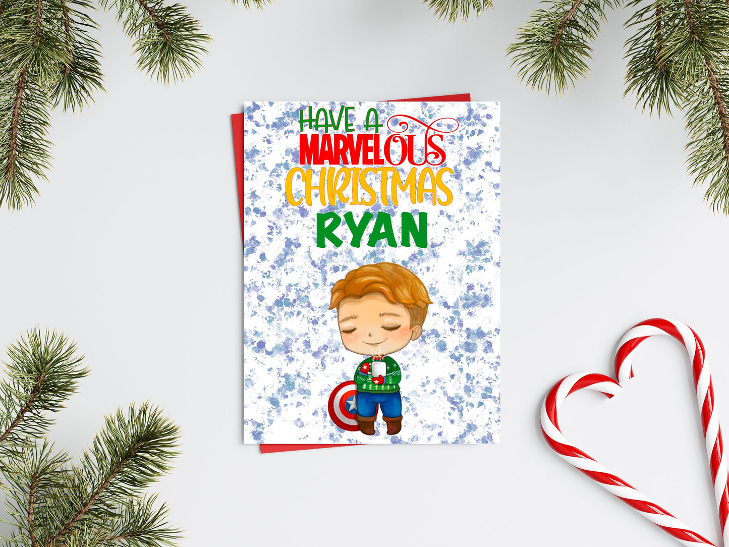 Personalised Superhero Christmas Card - Captain America Inspired