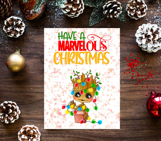 Personalised Superhero Christmas Card - Groot Inspired