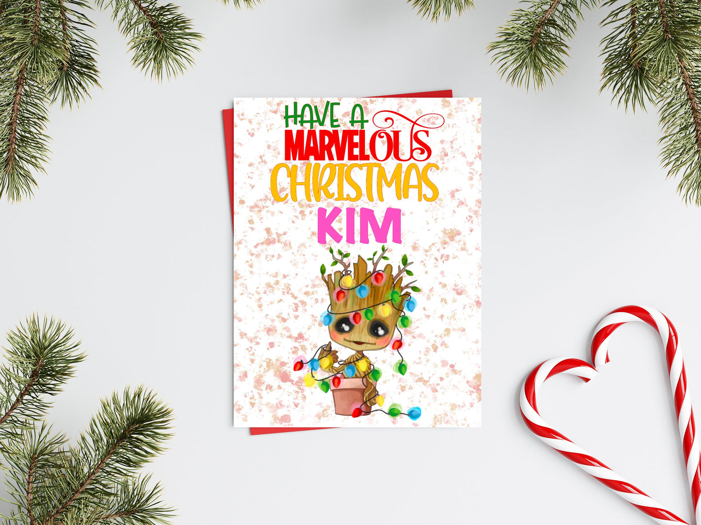 Personalised Superhero Christmas Card - Groot Inspired