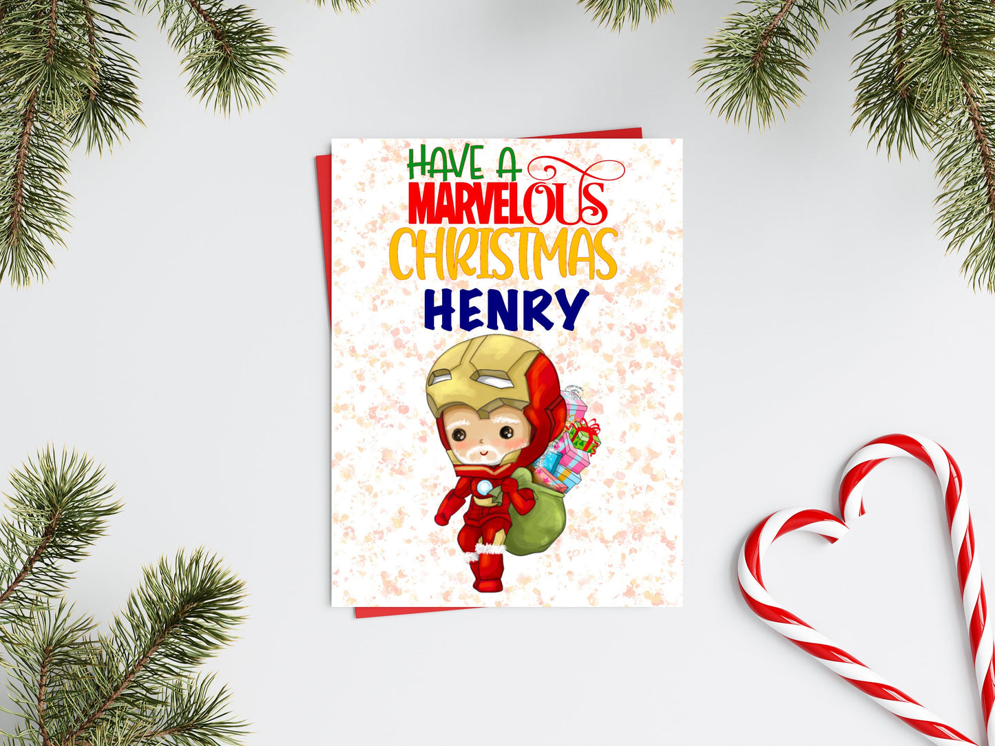 Personalised Superhero Christmas Card - Iron Man Inspired