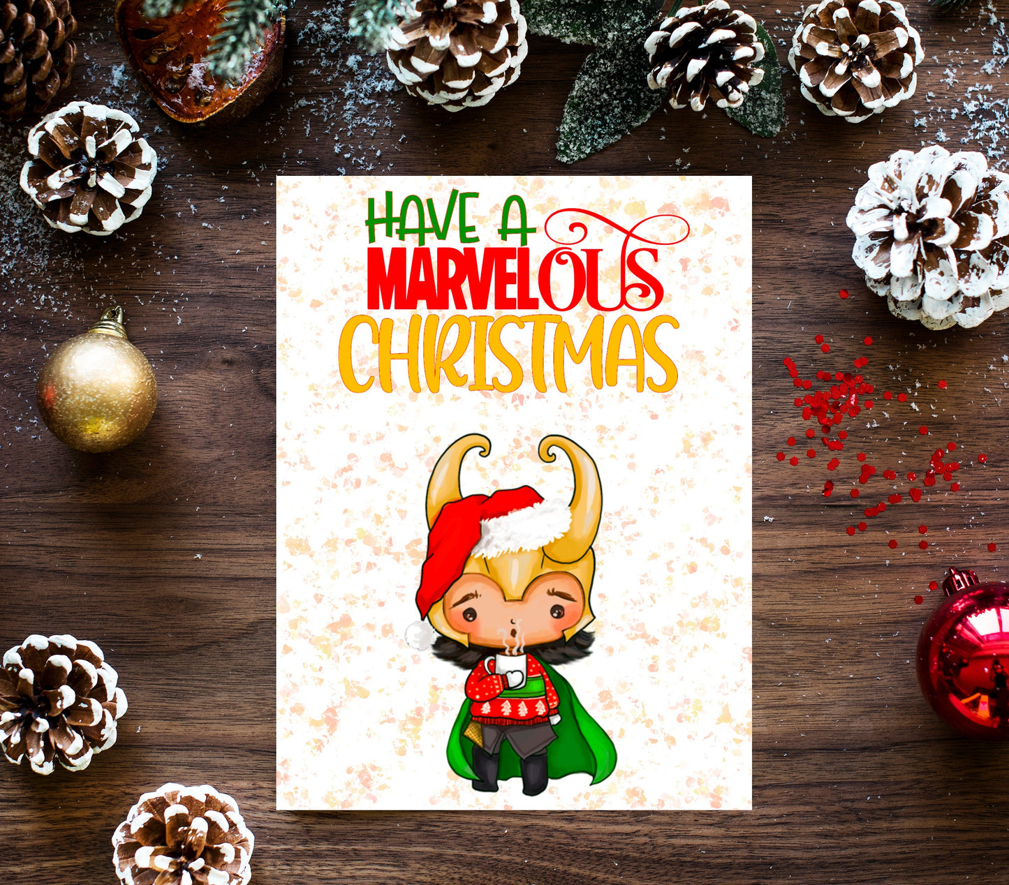 Personalised Superhero Christmas Card - Loki Inspired