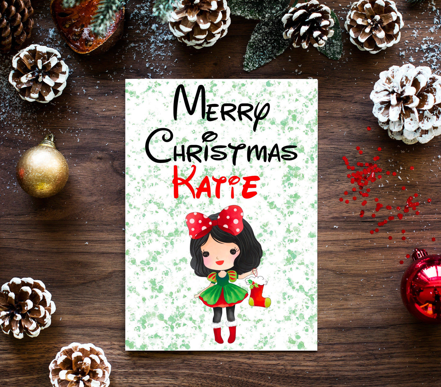 Personalised Princess Christmas Card - Snow White Inspired