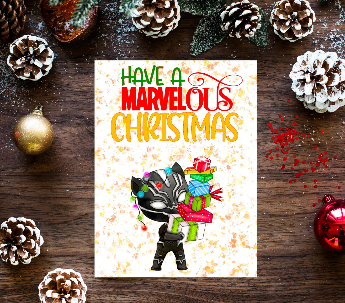 Personalised Superhero Christmas Card - Black Panther Inspired