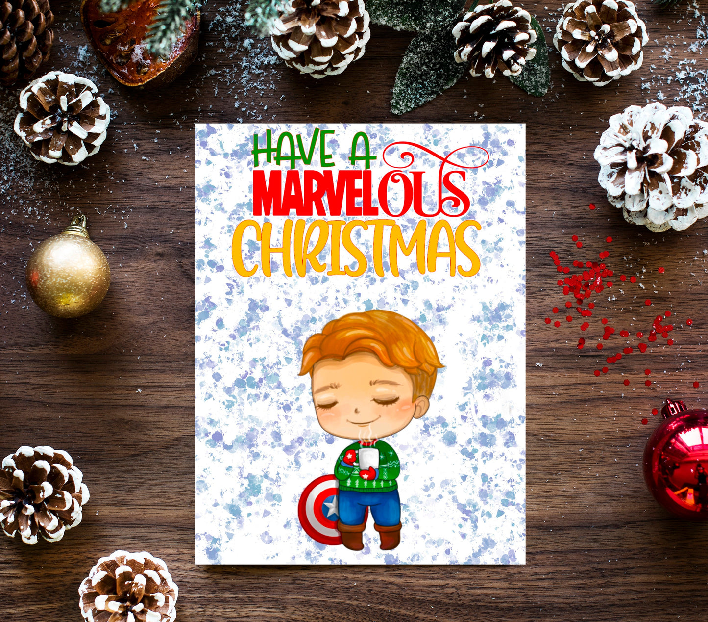 Personalised Superhero Christmas Card - Captain America Inspired