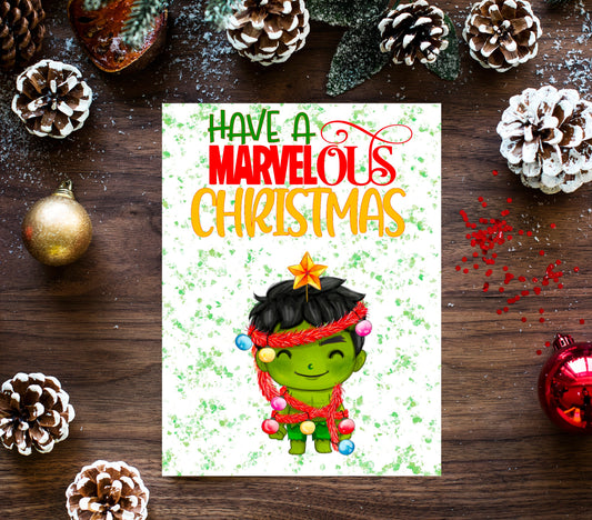 Personalised Superhero Christmas Card - Hulk Inspired