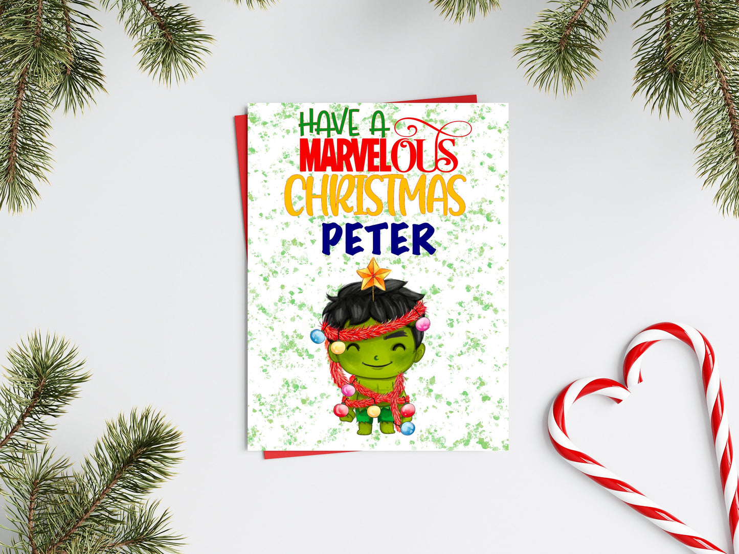 Personalised Superhero Christmas Card - Hulk Inspired