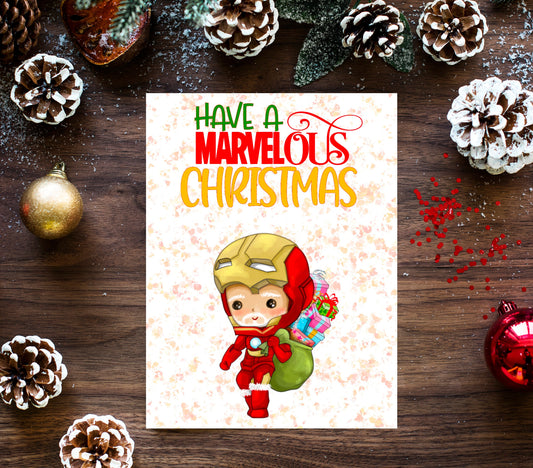 Personalised Superhero Christmas Card - Iron Man Inspired