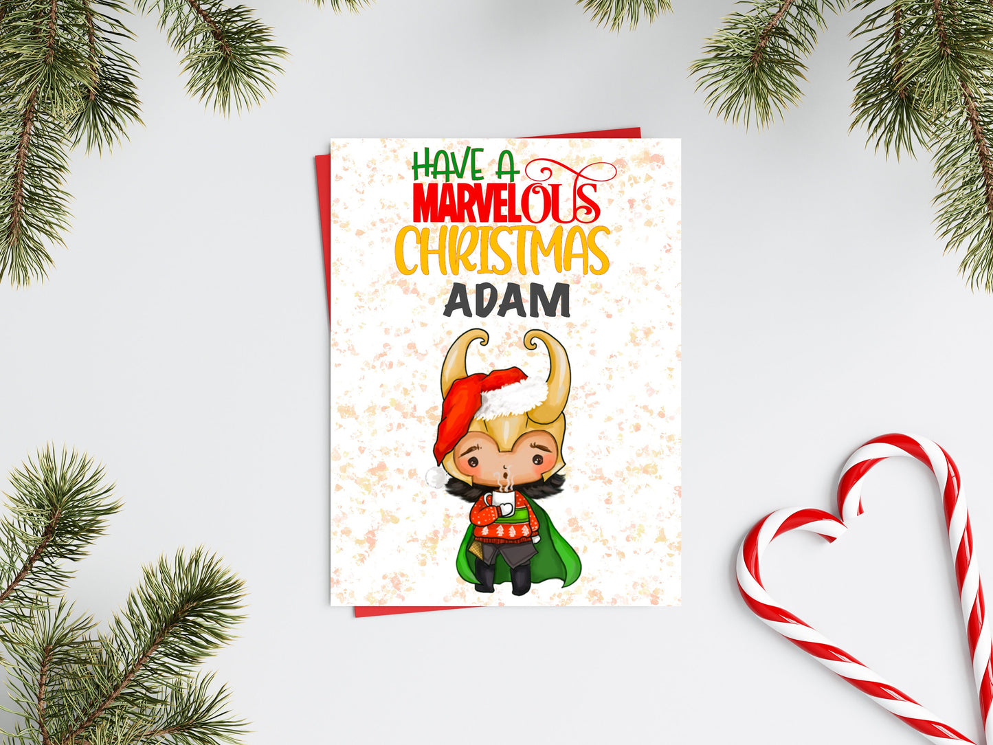 Personalised Superhero Christmas Card - Loki Inspired