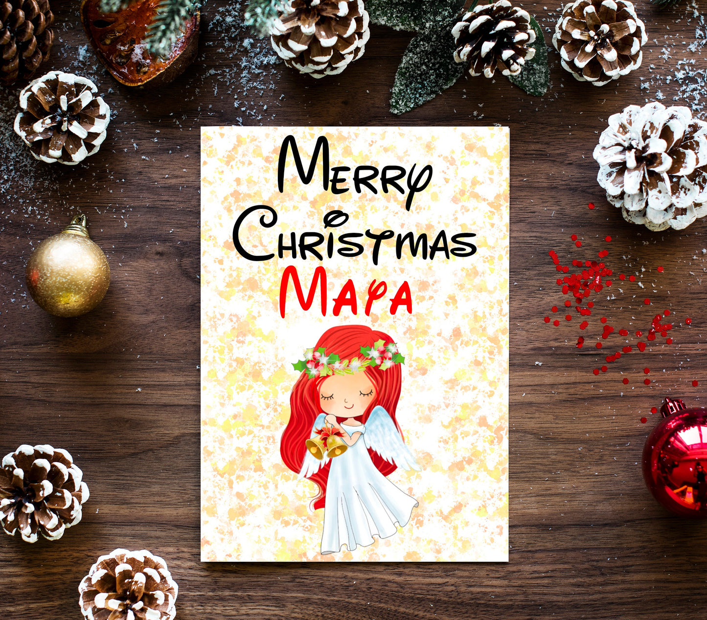 Personalised Princess Christmas Card - The Little Mermaid Inspired