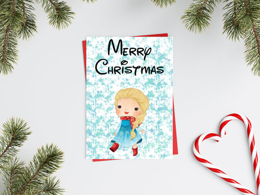 Personalised Princess Christmas Card - Elsa Inspired