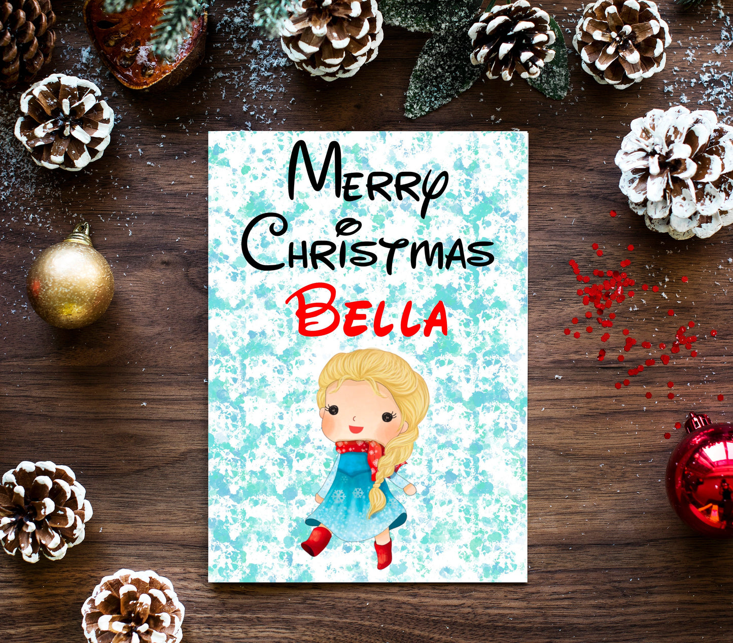 Personalised Princess Christmas Card - Elsa Inspired