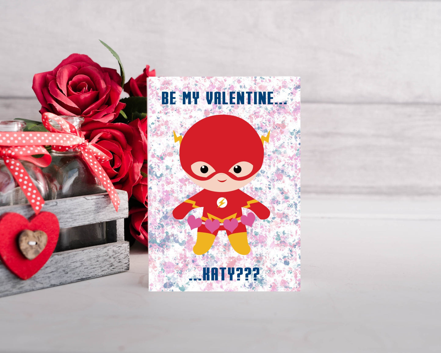 Personalised Flash Inspired Superhero Valentines Day Card