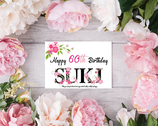 Personalised Floral Number Birthday Card