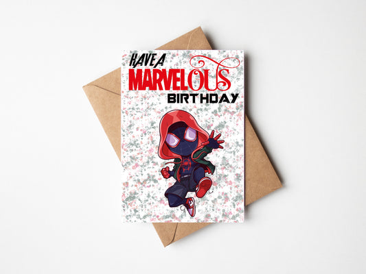 Personalised Spider Verse Birthday Card - Miles Morales Inspired