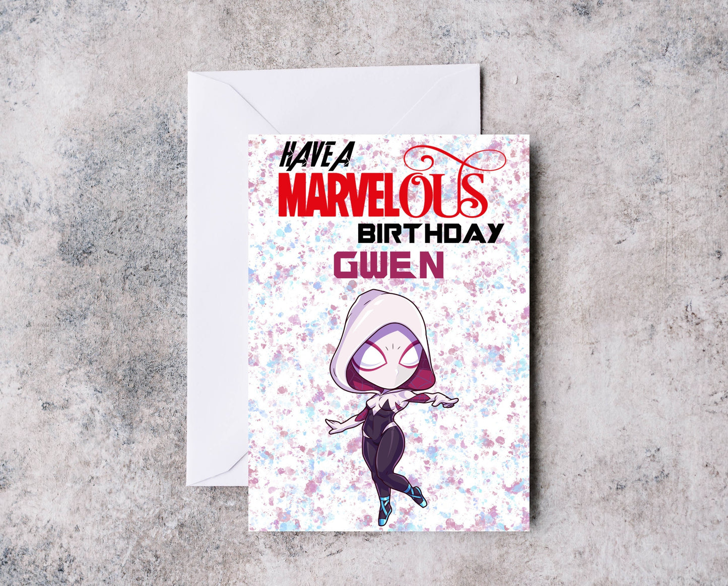 Personalised Spider-Verse Birthday Card - Gwen Inspired