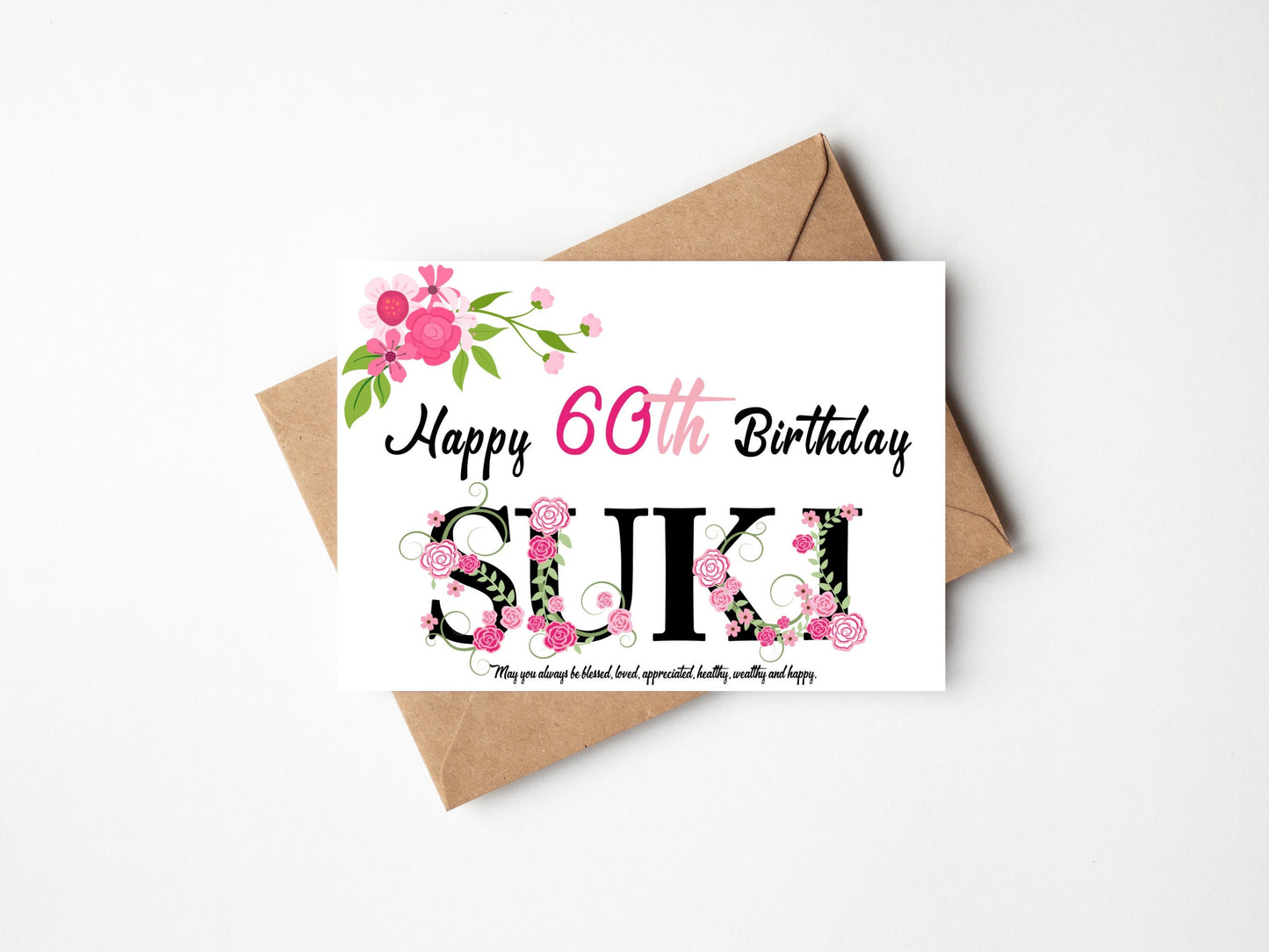 Personalised Floral Number Birthday Card