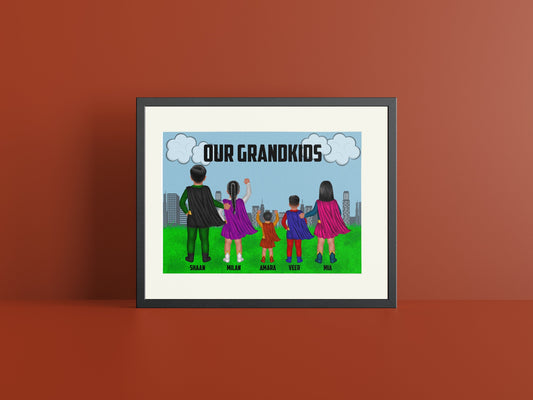 Personalised Superhero Grandchildren Print