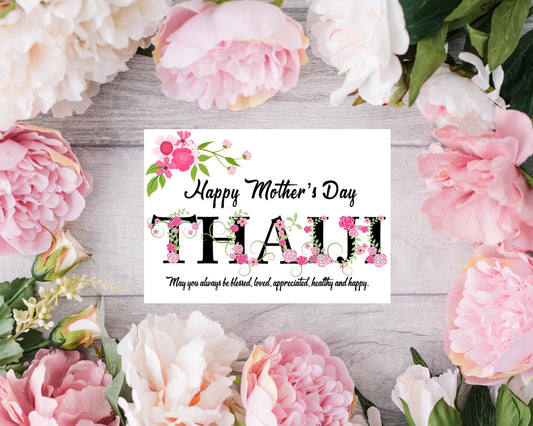 Personalised Floral Mother’s Day Card - Thai Ji