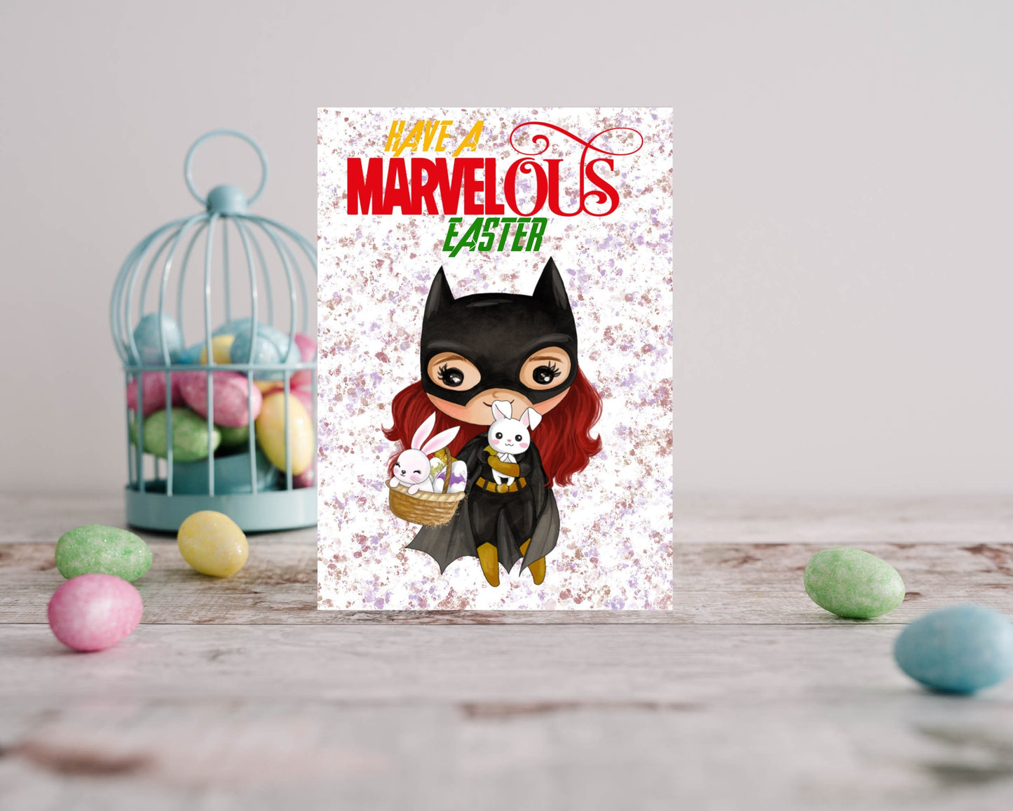 Personalised Easter Card - Bat-Girl Inspired