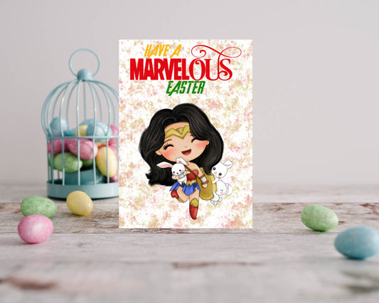 Personalised Easter Card - Wonder Woman Inspired