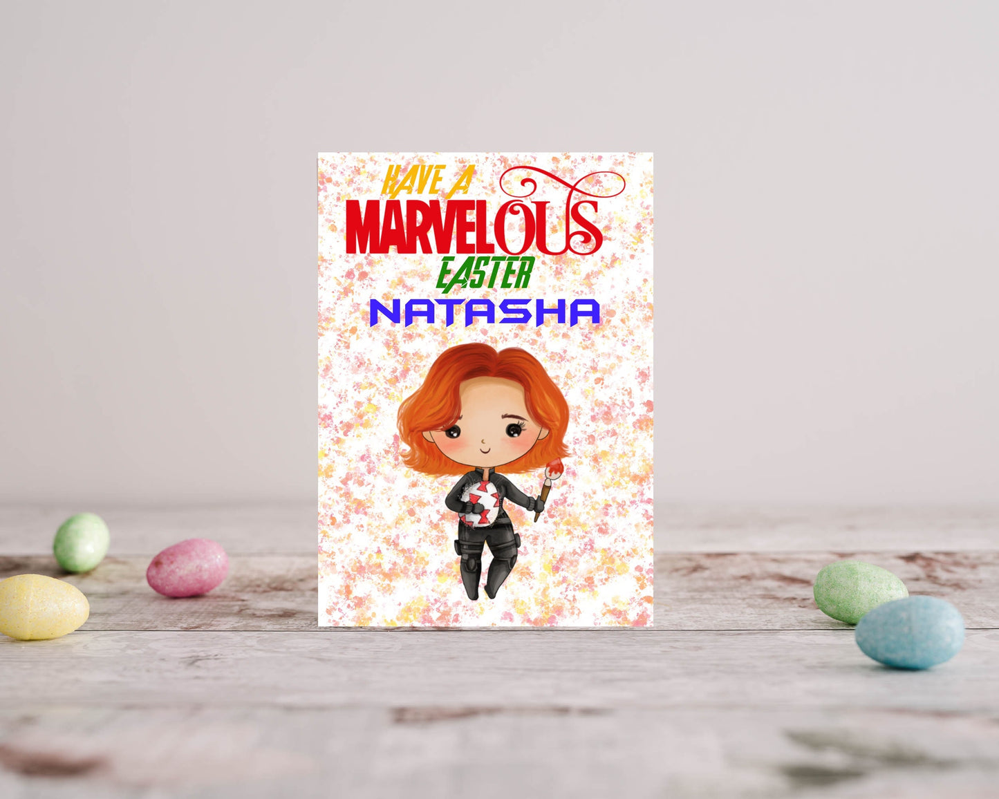 Personalised Easter Card - Black Widow Inspired