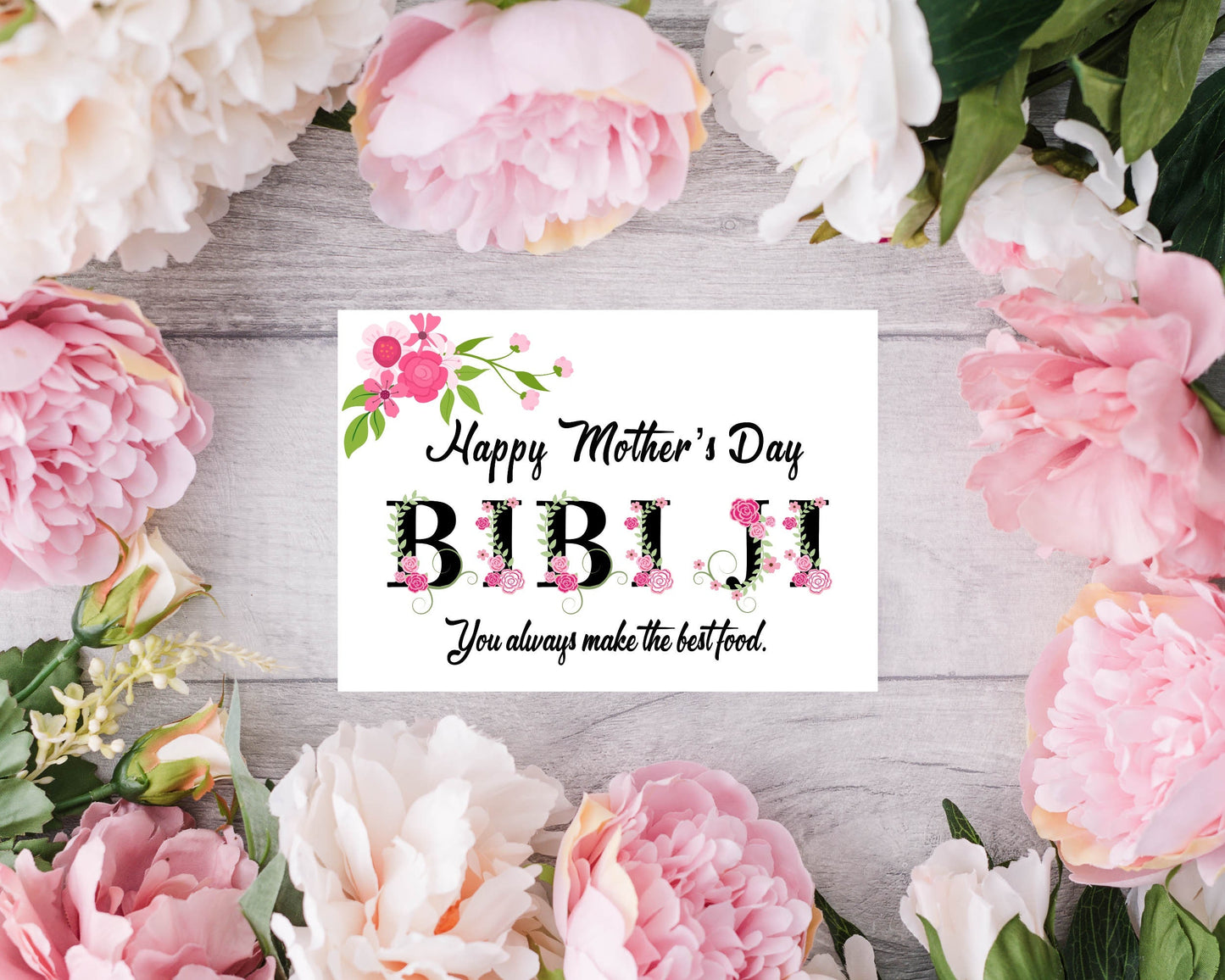 Personalised Floral Mother’s Day Card - Bibi Ji