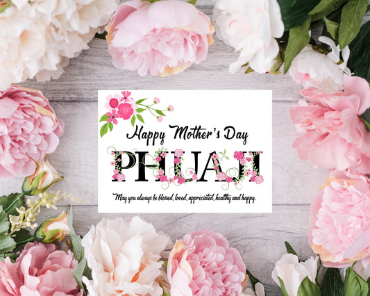 Personalised Floral Mother’s Day Card - Phua Ji