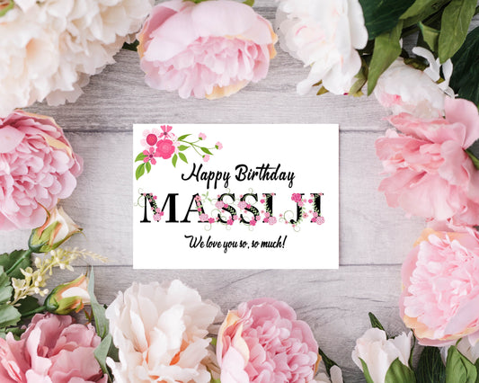 Personalised Floral Birthday Card - Massi Ji