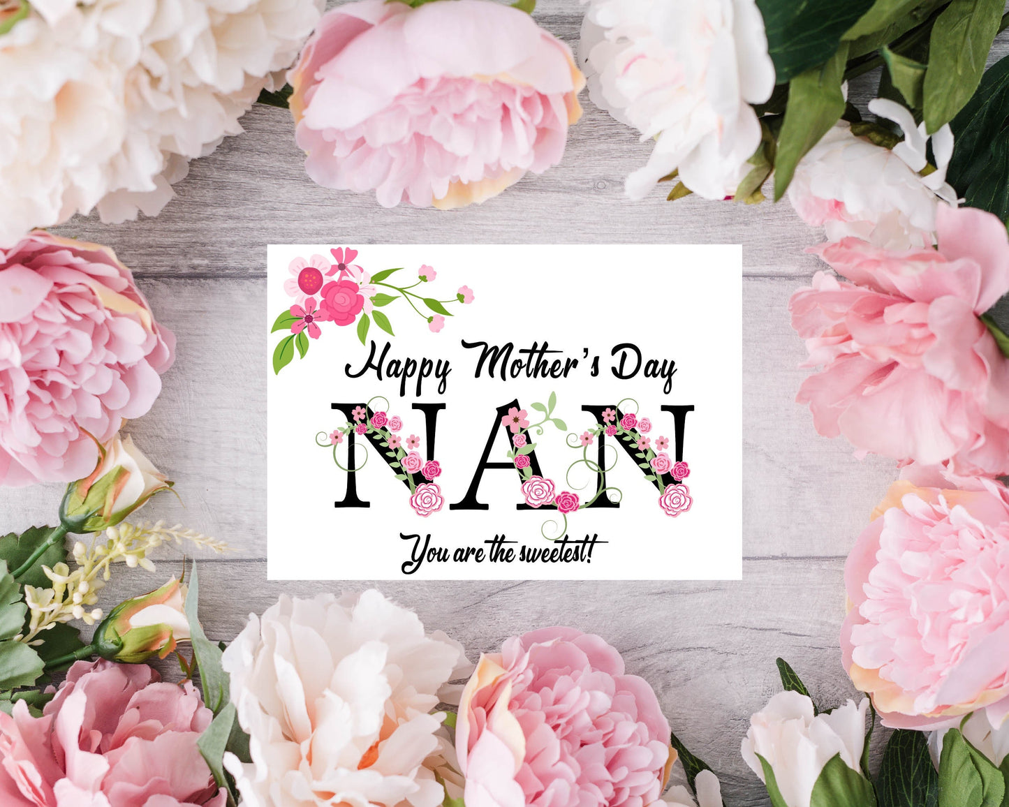 Personalised Floral Mother’s Day Card - Nan