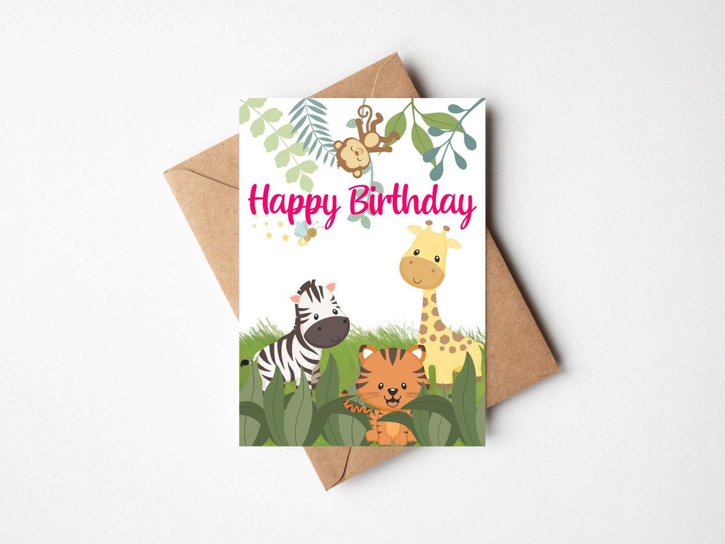 Personalised Cute Safari Animals Birthday Card