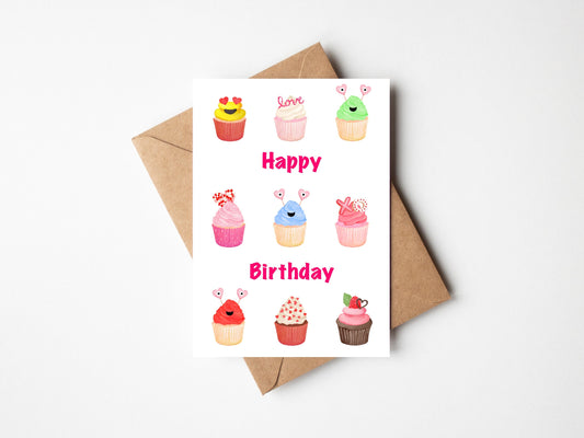 Personalised Cute Cupcakes Birthday Card