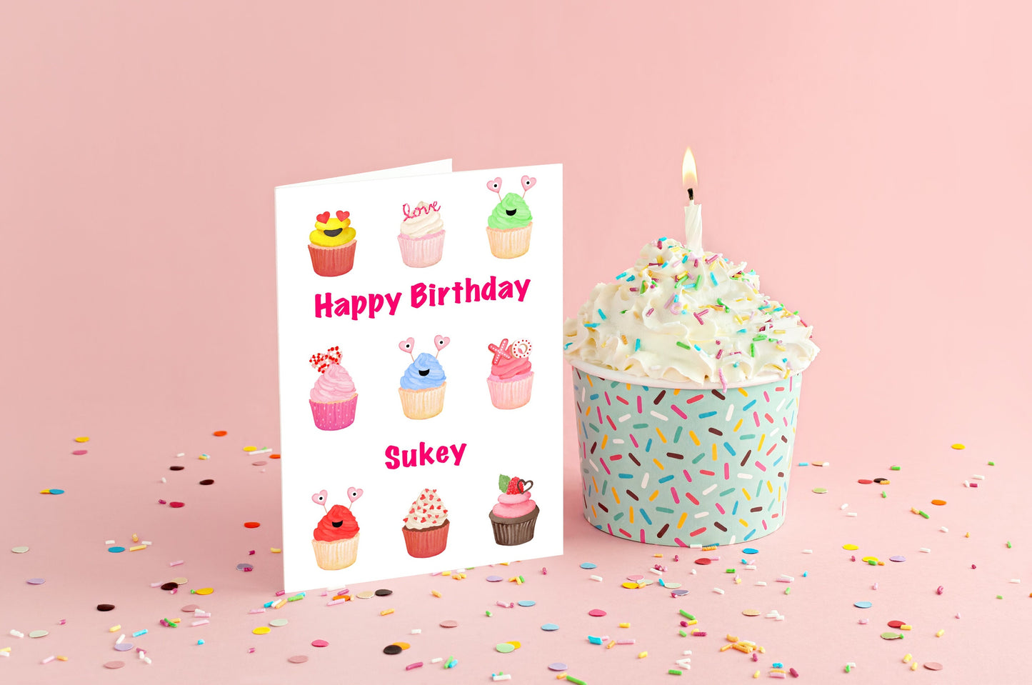 Personalised Cute Cupcakes Birthday Card