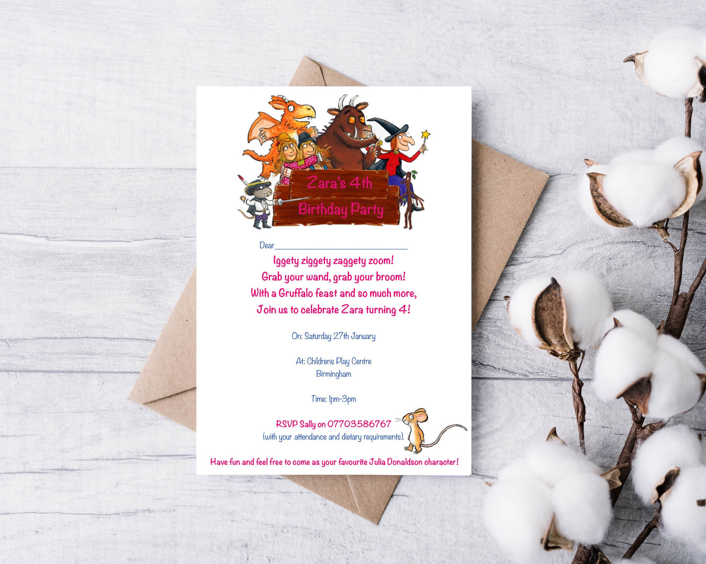 Personalised Gruffalo & Friends Inspired Birthday Invitations